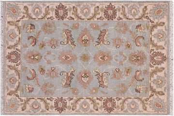 handmade Traditional Kafkaz Lt. Blue Ivory Hand Knotted RECTANGLE 100% WOOL area rug 2 x 3